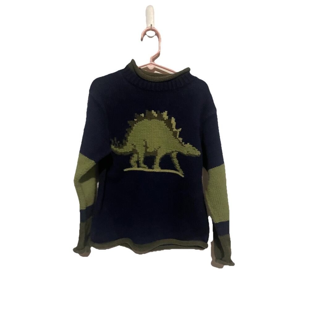 Mulberry Bush Boys Size‎ 6/7 Blue Green Dinasour Knit Sweater